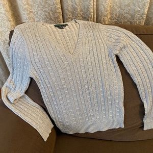Sparkling Silver Lauren by Ralph Lauren Petite Silk Sweater